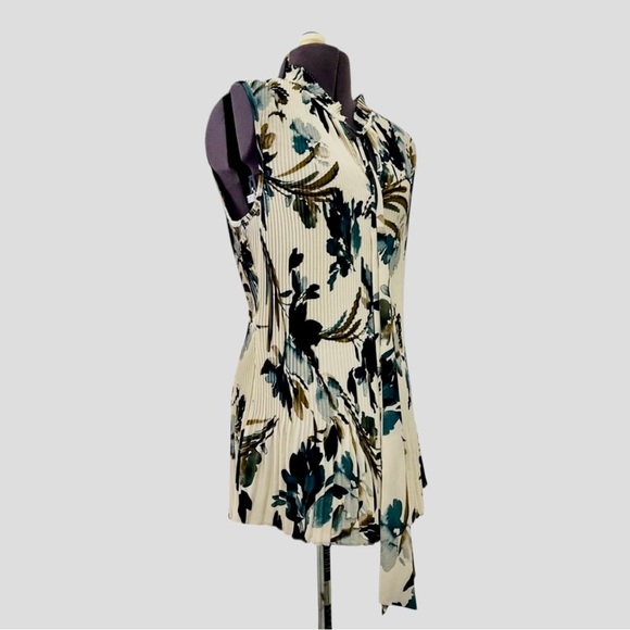 DKNY Pleated Floral-Print Sleeveless Blouse Size L - Picture 5 of 13